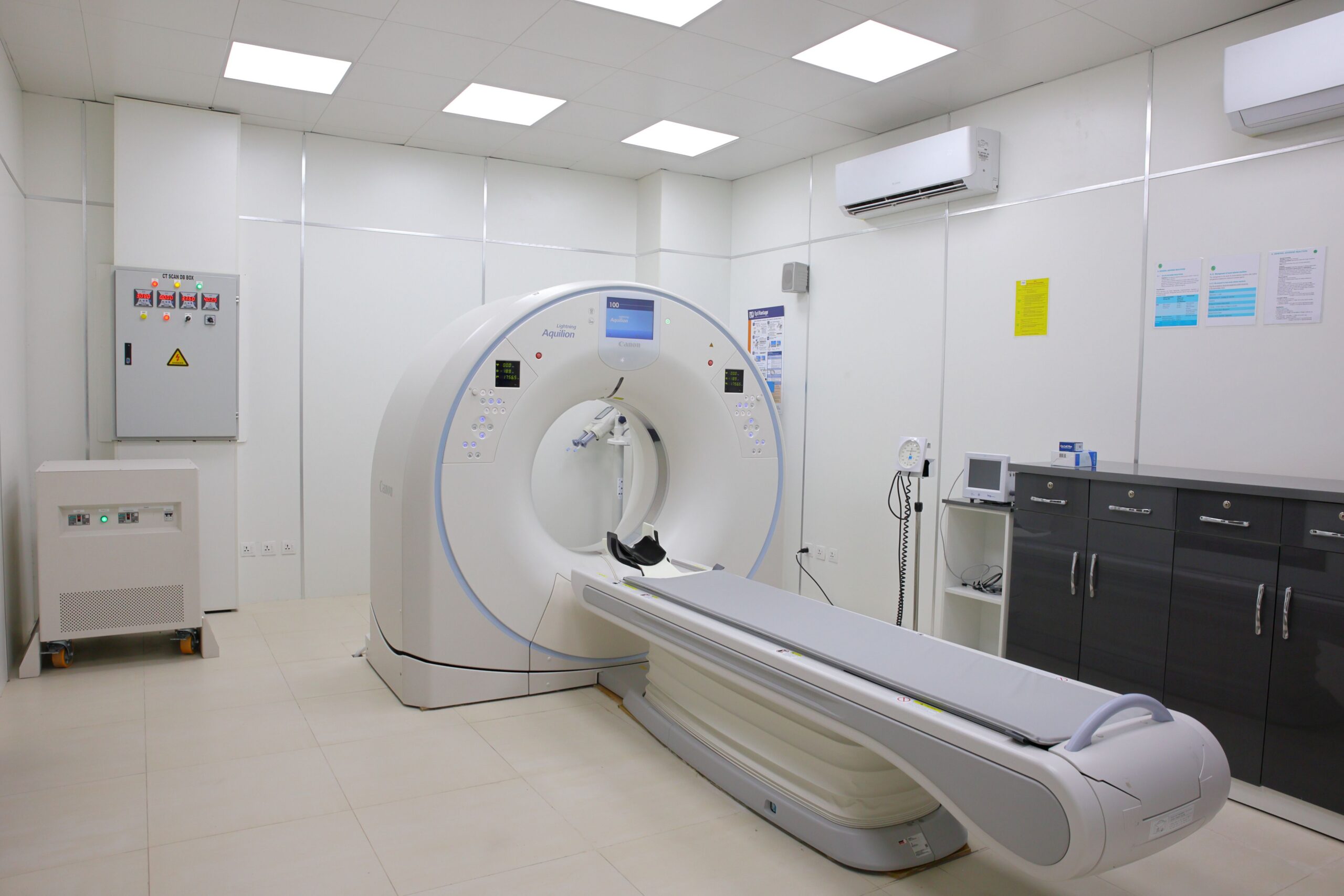 Large CT scan machine in a modern healthcare facility, representing an example of equipment that may require financing for medical equipment